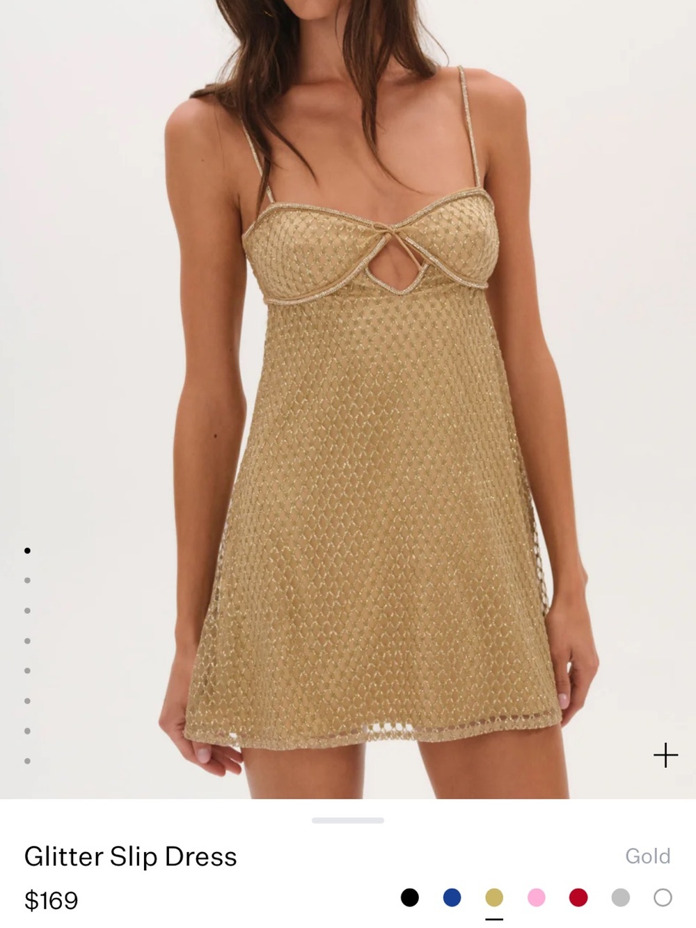 For Love & Lemons Gold Beaded Lattice Slip - Picture 4 of 4